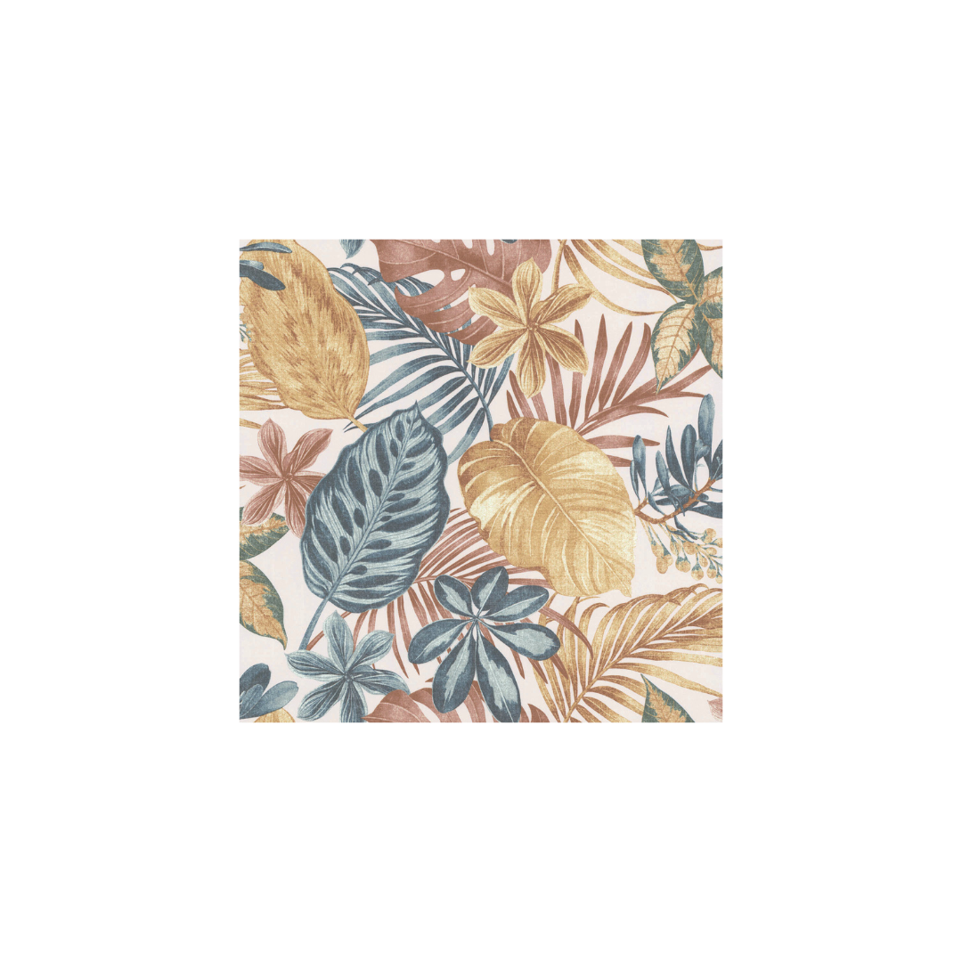 PAPIER PEINT - Motif feuille exotique toile terracota