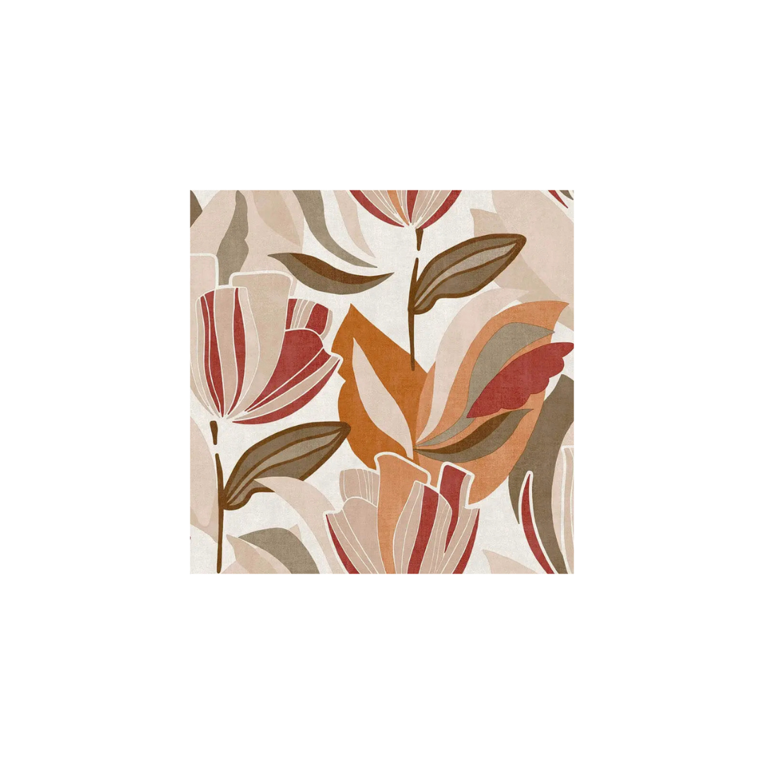 PAPIER PEINT - Motif tulipa rouge, terra, marron